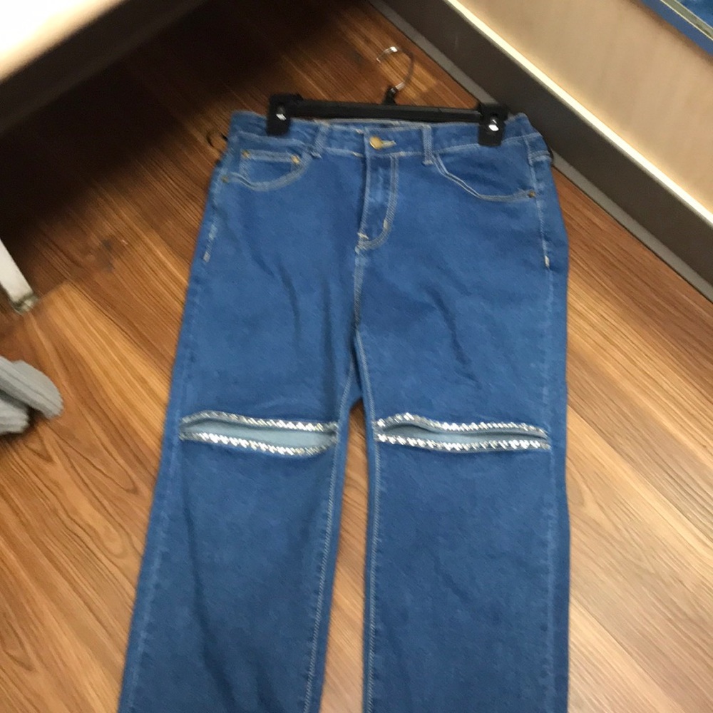 Blue Men’s Jeans with Knee Zipper Detail